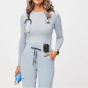 Dusty Blue Figs Performance Underscrub Long Sleeve Shirt